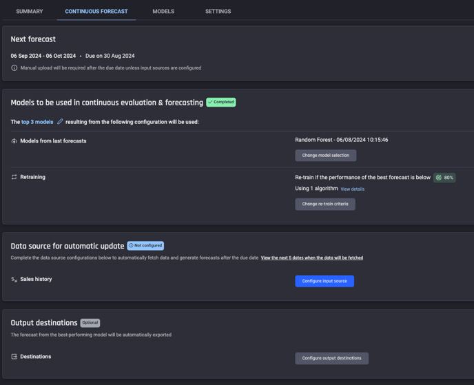 Demand Forecasting Continuous Evaluation and Forecasting