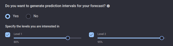 Specify required prediction interval levels in AI & Analytics Engine