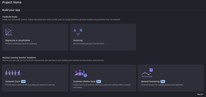 Select Demand Forecasting template from project home page