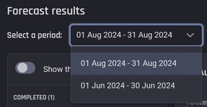 The new forecast period is added to the result list