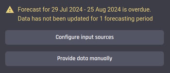 Update forecast by connecting to databases or providing data manually